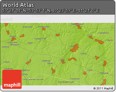 Physical 3D Map of the Area around 53° 40' 8" N, 40° 52' 30" E