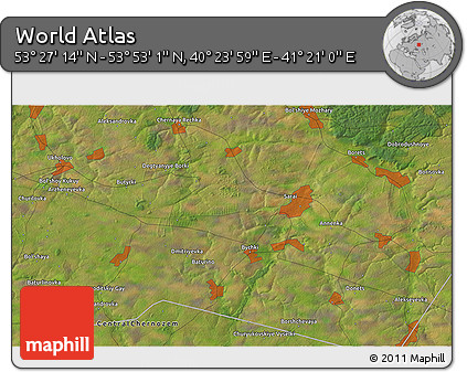 Satellite 3D Map of the Area around 53° 40' 8" N, 40° 52' 30" E