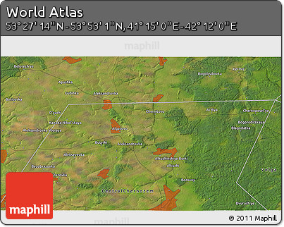 Satellite 3D Map of the Area around 53° 40' 8" N, 41° 43' 30" E