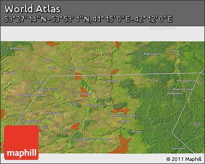 Satellite 3D Map of the Area around 53° 40' 8" N, 41° 43' 30" E