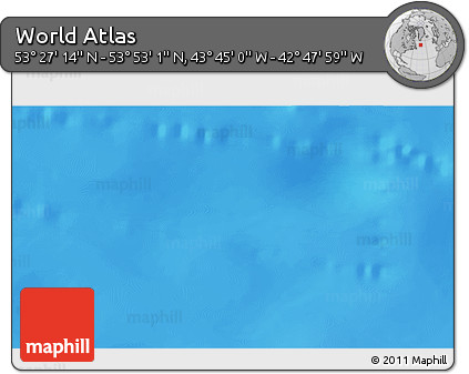 Physical 3D Map of the Area around 53° 40' 8" N, 43° 16' 29" W