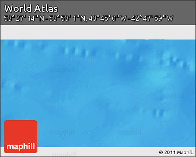 Physical 3D Map of the Area around 53° 40' 8" N, 43° 16' 29" W