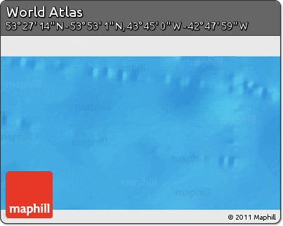 Physical 3D Map of the Area around 53° 40' 8" N, 43° 16' 29" W