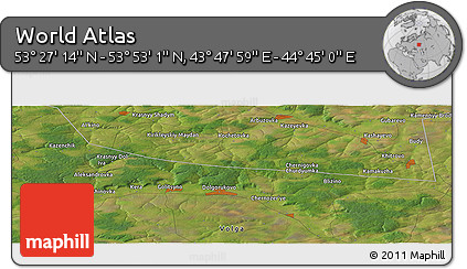 Satellite Panoramic Map of the Area around 53° 40' 8" N, 44° 16' 29" E