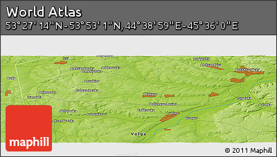 Physical Panoramic Map of the Area around 53° 40' 8" N, 45° 7' 30" E