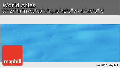 Physical Panoramic Map of the Area around 53° 40' 8" N, 49° 13' 30" W