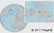 Gray Location Map of the area around 53° 40' 8" N, 4° 10' 30" W, hill shading