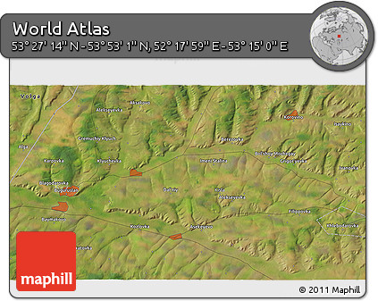 Satellite 3D Map of the Area around 53° 40' 8" N, 52° 46' 29" E