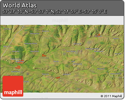 Satellite 3D Map of the Area around 53° 40' 8" N, 52° 46' 29" E