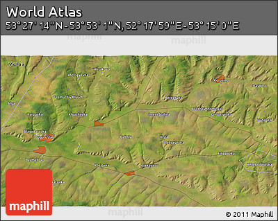 Satellite 3D Map of the Area around 53° 40' 8" N, 52° 46' 29" E
