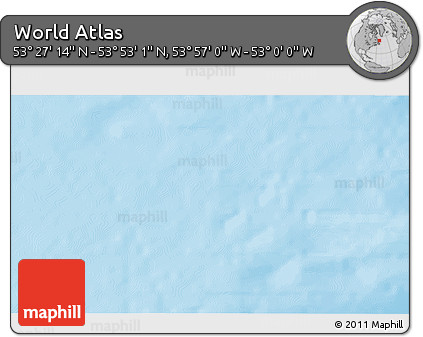 Physical 3D Map of the Area around 53° 40' 8" N, 53° 28' 30" W