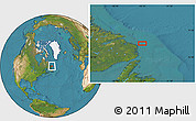 Satellite Location Map of the area around 53° 40' 8" N, 55° 10' 29" W
