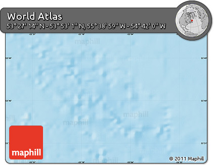 Physical Map of the Area around 53° 40' 8" N, 55° 10' 29" W