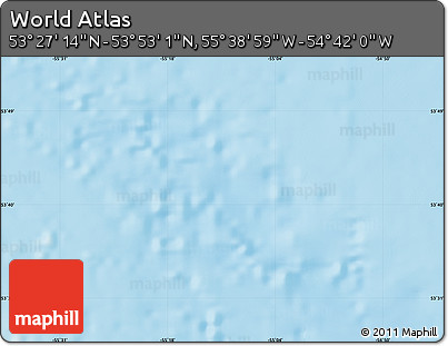 Physical Map of the Area around 53° 40' 8" N, 55° 10' 29" W