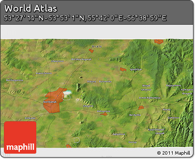 Satellite 3D Map of the Area around 53° 40' 8" N, 56° 10' 29" E