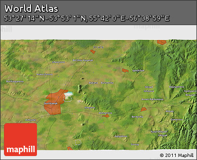 Satellite 3D Map of the Area around 53° 40' 8" N, 56° 10' 29" E