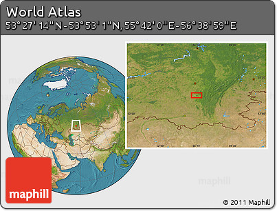 Satellite Location Map of the Area around 53° 40' 8" N, 56° 10' 29" E
