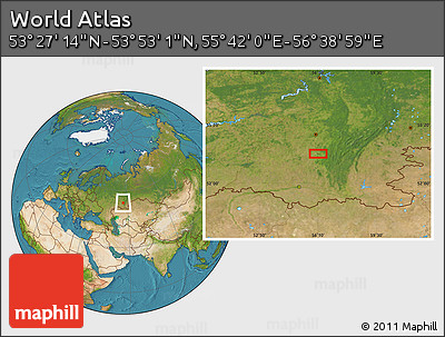 Satellite Location Map of the Area around 53° 40' 8" N, 56° 10' 29" E