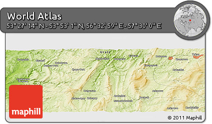 Physical Panoramic Map of the Area around 53° 40' 8" N, 57° 1' 29" E