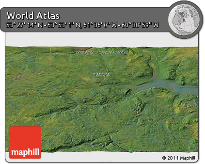 Satellite 3D Map of the Area around 53° 40' 8" N, 61° 7' 30" W