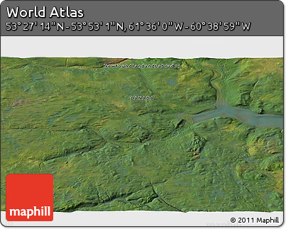 Satellite 3D Map of the Area around 53° 40' 8" N, 61° 7' 30" W