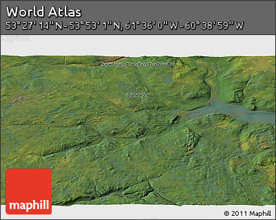 Satellite 3D Map of the Area around 53° 40' 8" N, 61° 7' 30" W