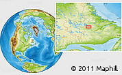 Physical Location Map of the area around 53° 40' 8" N, 62° 49' 30" W