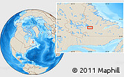 Shaded Relief Location Map of the area around 53° 40' 8" N, 62° 49' 30" W