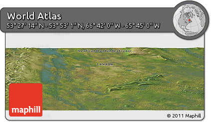 Satellite Panoramic Map of the Area around 53° 40' 8" N, 66° 13' 29" W