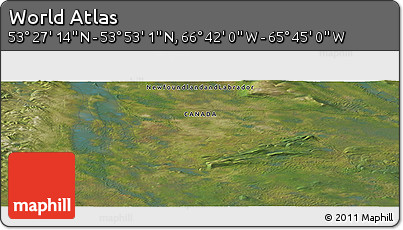 Satellite Panoramic Map of the Area around 53° 40' 8" N, 66° 13' 29" W