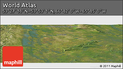 Satellite Panoramic Map of the Area around 53° 40' 8" N, 66° 13' 29" W