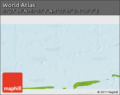 Physical 3D Map of the Area around 53° 40' 8" N, 6° 1' 30" E