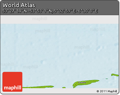 Physical 3D Map of the Area around 53° 40' 8" N, 6° 1' 30" E