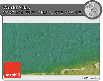 Satellite 3D Map of the Area around 53° 40' 8" N, 6° 1' 30" E