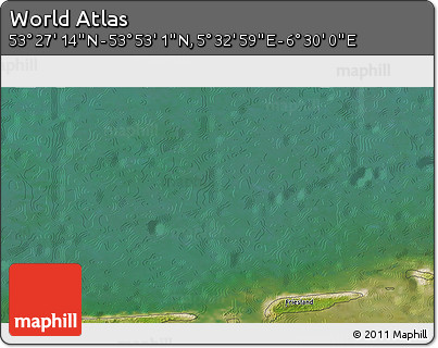 Satellite 3D Map of the Area around 53° 40' 8" N, 6° 1' 30" E