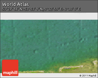 Satellite 3D Map of the Area around 53° 40' 8" N, 6° 1' 30" E