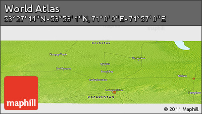 Physical Panoramic Map of the Area around 53° 40' 8" N, 71° 28' 29" E