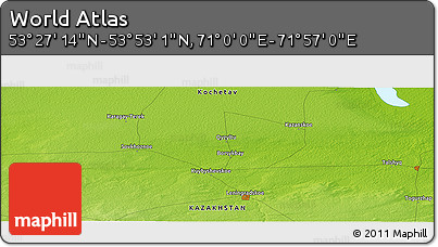 Physical Panoramic Map of the Area around 53° 40' 8" N, 71° 28' 29" E