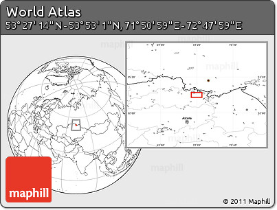 Blank Location Map of the Area around 53° 40' 8" N, 72° 19' 29" E