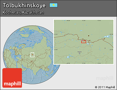 Savanna Style Location Map of Tolbukhinskoye, hill shading