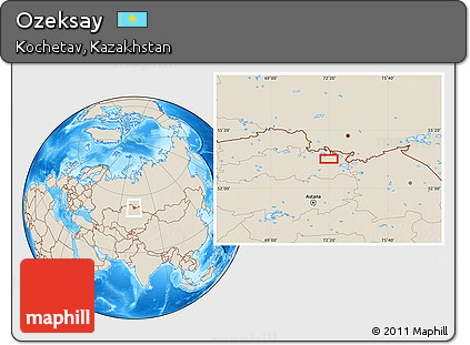 Shaded Relief Location Map of Ozeksay