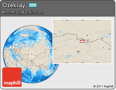 Shaded Relief Location Map of Ozeksay
