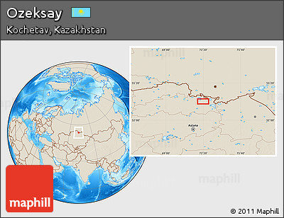 Shaded Relief Location Map of Ozeksay