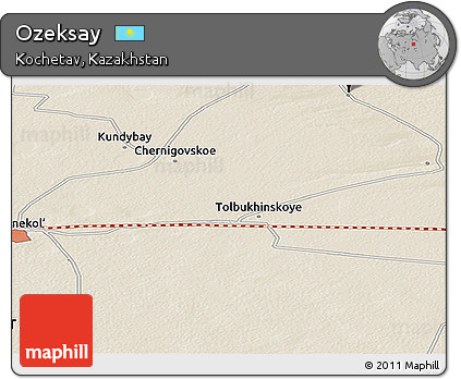Shaded Relief Panoramic Map of Ozeksay