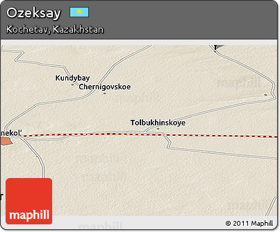 Shaded Relief Panoramic Map of Ozeksay