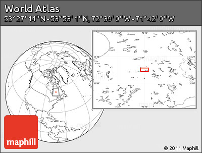 Blank Location Map of the Area around 53° 40' 8" N, 72° 10' 30" W