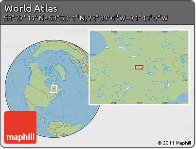 Savanna Style Location Map of the Area around 53° 40' 8" N, 72° 10' 30" W