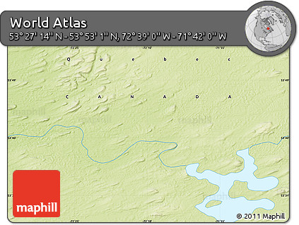 Physical Map of the Area around 53° 40' 8" N, 72° 10' 30" W