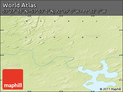 Physical Map of the Area around 53° 40' 8" N, 72° 10' 30" W