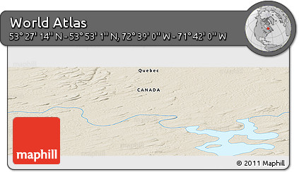 Shaded Relief Panoramic Map of the Area around 53° 40' 8" N, 72° 10' 30" W
